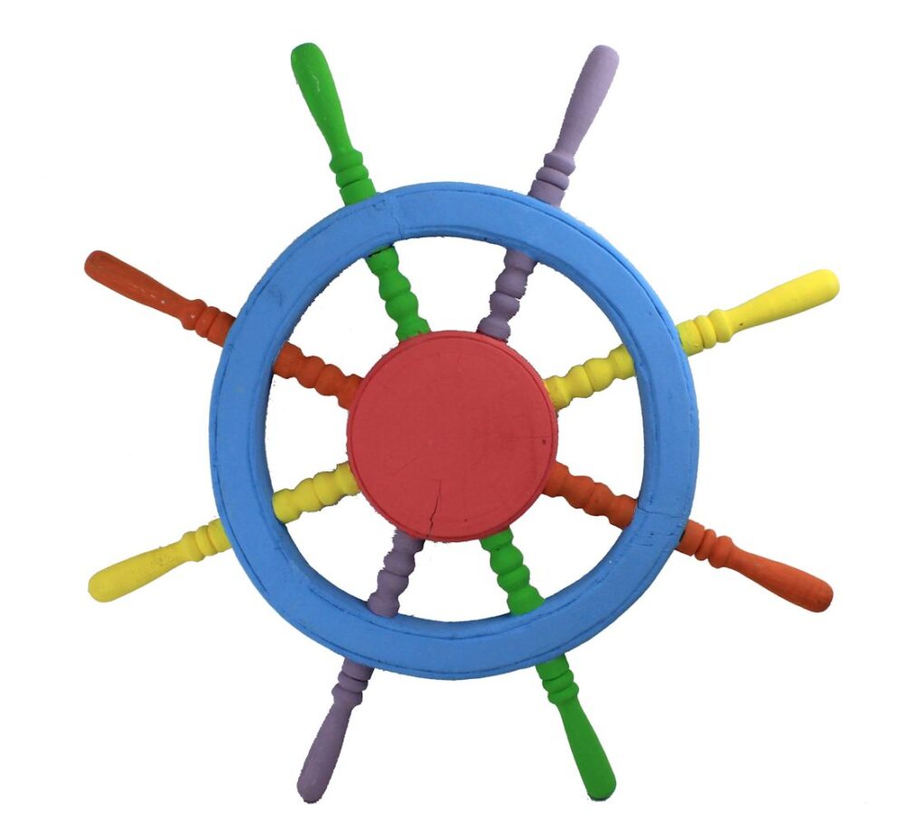 WOOD BOAT STEERING WHEEL DECOR 29" (KEY WEST COLLECTION)